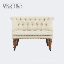 Mobiliário de casa tecido bege sotaque sofá cadeira com almofada de tecido